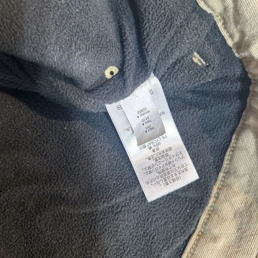 Eddie Bauer Mens Fleece Lined Canvas Pants 33x32 Straight Fit Khaki Tan Winter